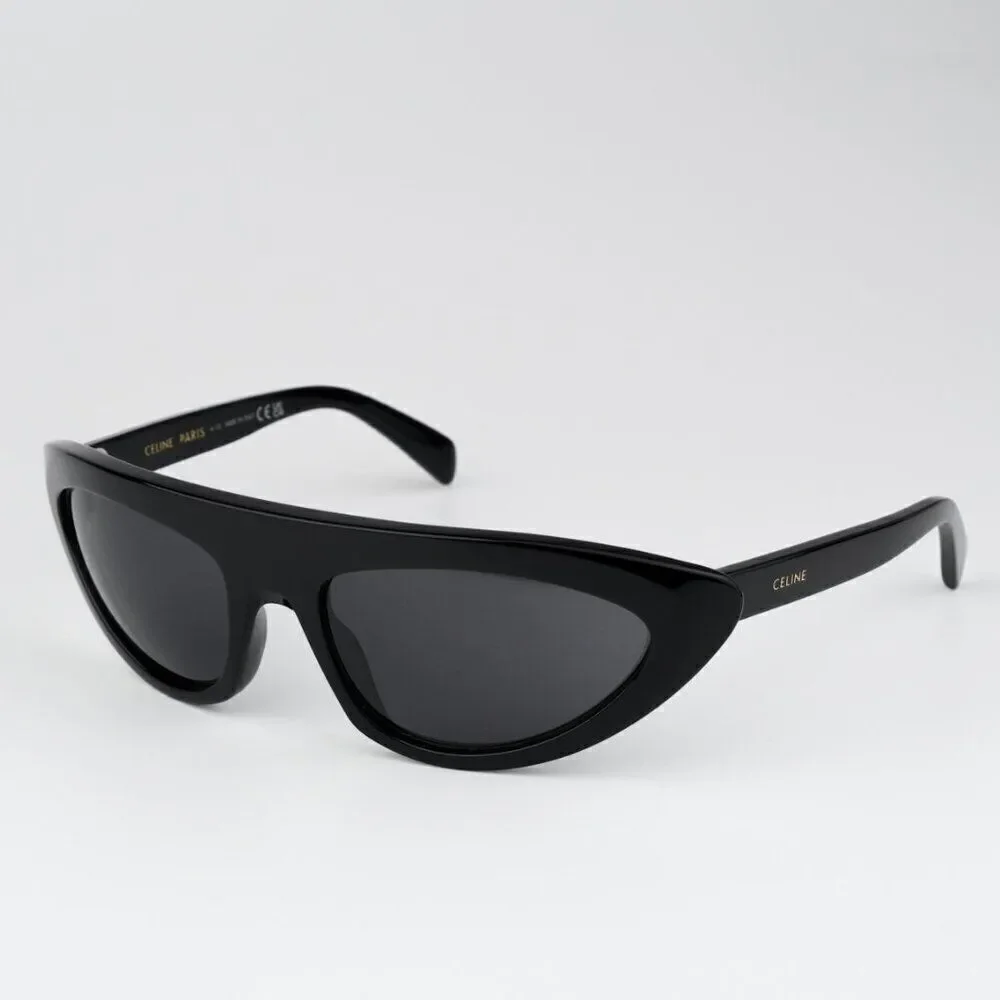 NEW Celine CL40261I 01A Black Dark Grey Wraparound Unisex Sunglasses CL  40261I
